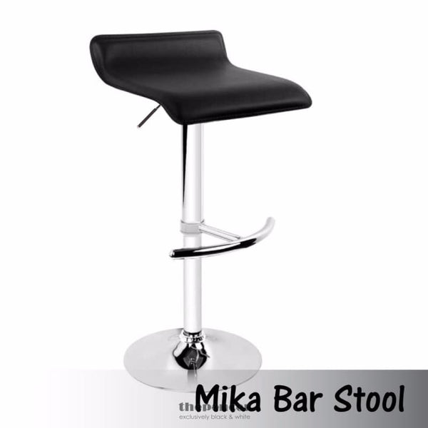 2X BLACK BAR STOOLS FAUX LEATHER LOW BACK ADJUSTABLE CROME