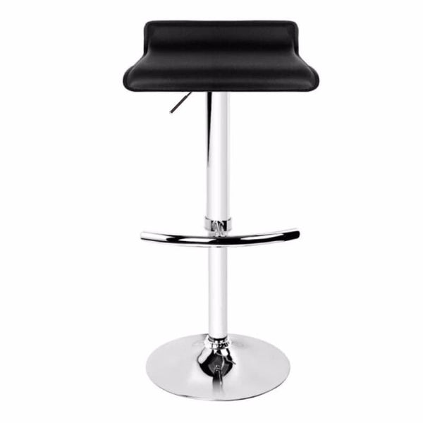 2X BLACK BAR STOOLS FAUX LEATHER LOW BACK ADJUSTABLE CROME