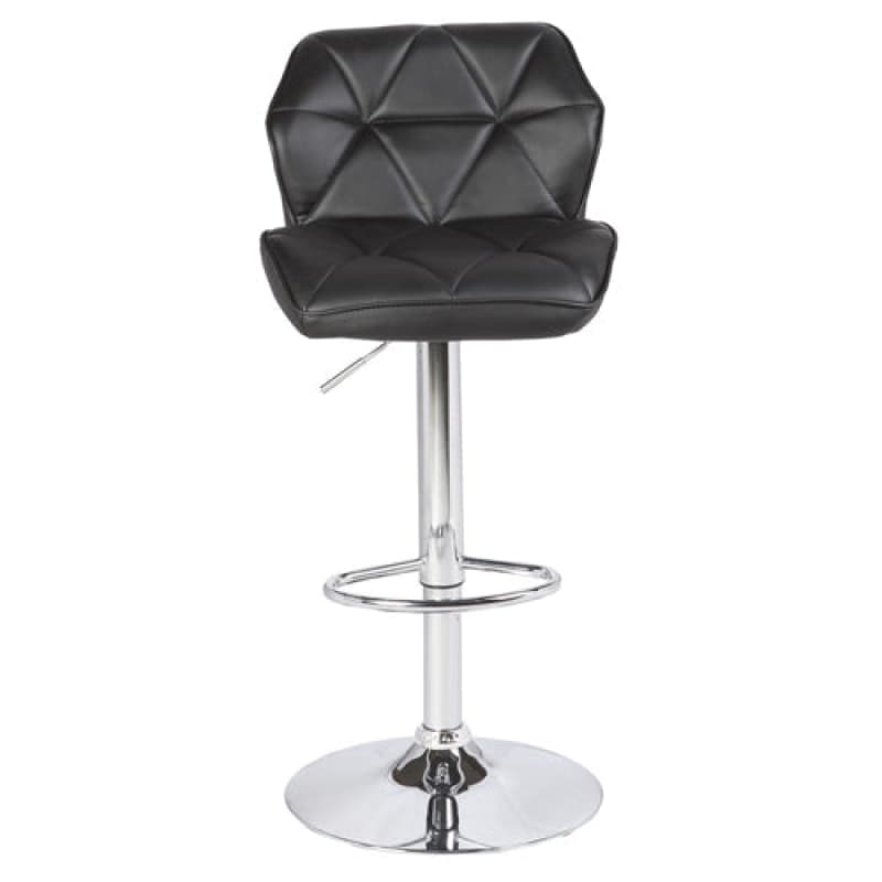 2X BLACK BAR STOOLS FAUX LEATHER MID HIGH BACK ADJUSTABLE