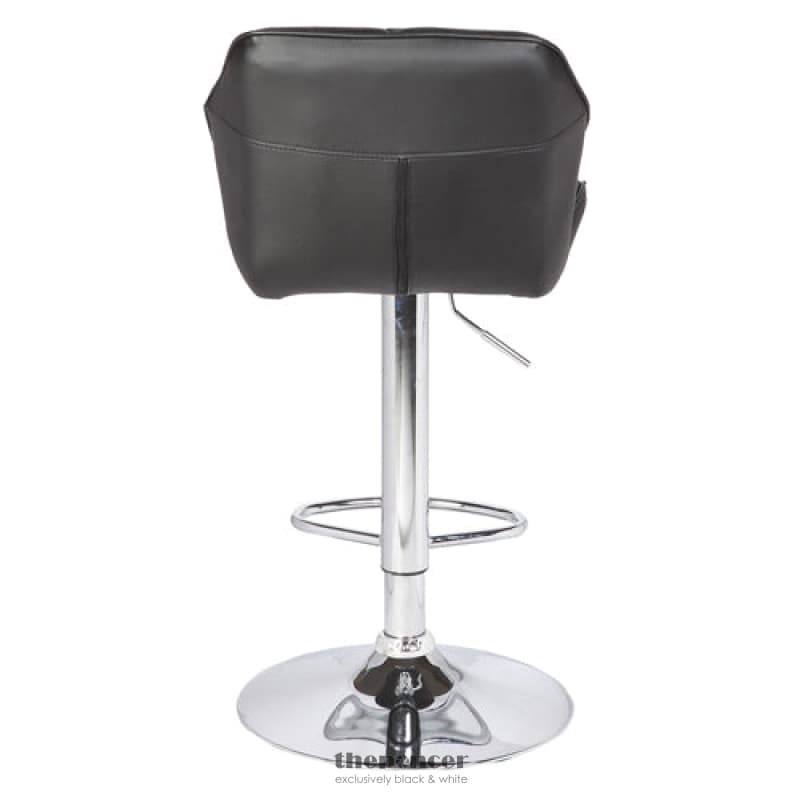 2X BLACK BAR STOOLS FAUX LEATHER MID HIGH BACK ADJUSTABLE