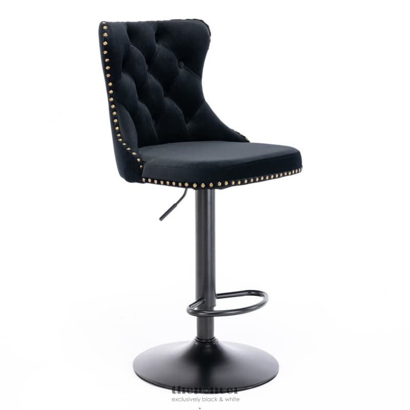 2X HEIGHT ADJUSTABLE SWIVEL BAR STOOL VELVET NAILHEAD