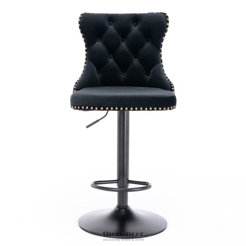 2X HEIGHT ADJUSTABLE SWIVEL BAR STOOL VELVET NAILHEAD