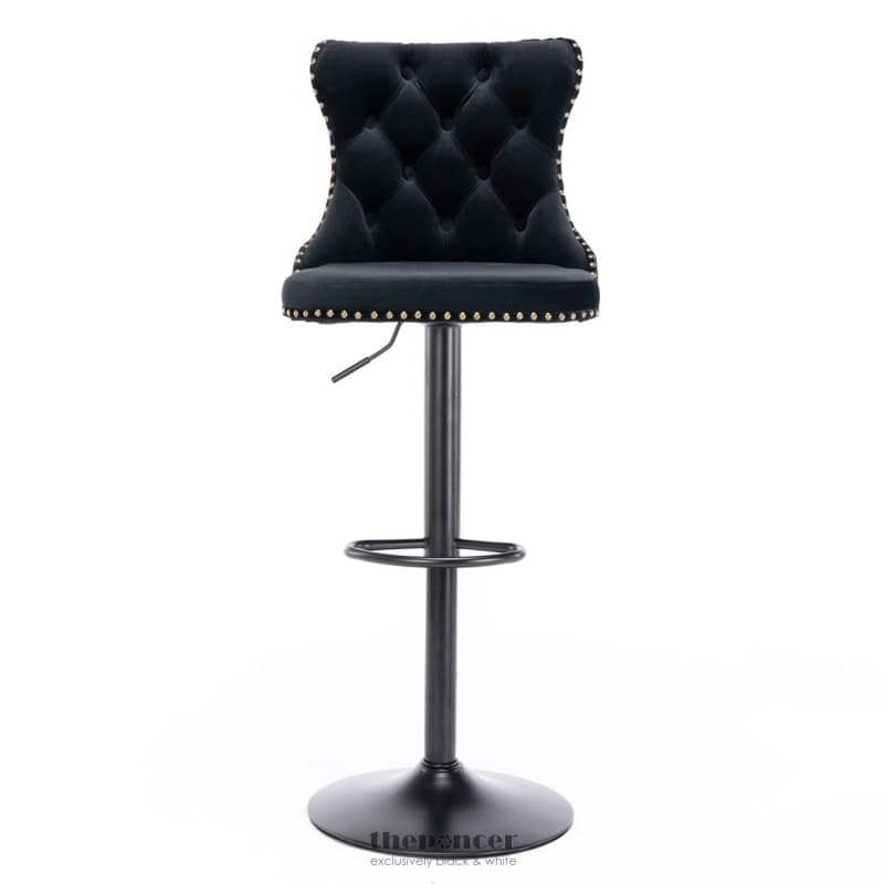 2X HEIGHT ADJUSTABLE SWIVEL BAR STOOL VELVET NAILHEAD