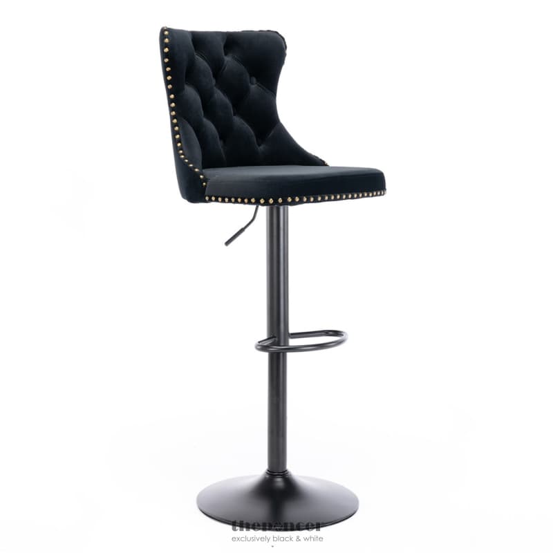 2X HEIGHT ADJUSTABLE SWIVEL BAR STOOL VELVET NAILHEAD