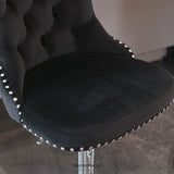 2X HEIGHT ADJUSTABLE SWIVEL BAR STOOL VELVET STUDS BARSTOOL