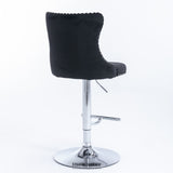 2X HEIGHT ADJUSTABLE SWIVEL BAR STOOL VELVET STUDS BARSTOOL