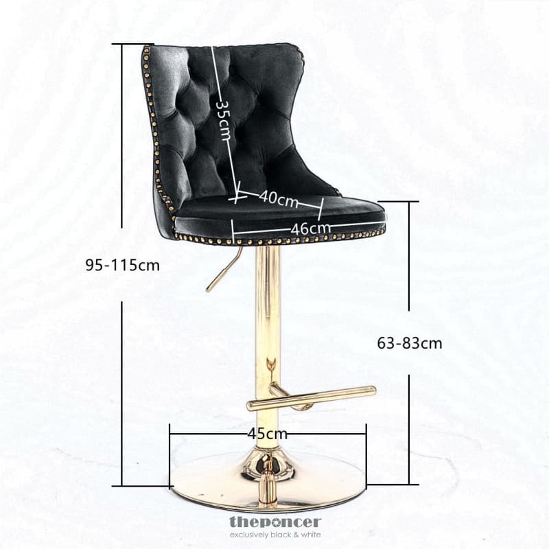 2X HEIGHT ADJUSTABLE SWIVEL BAR STOOL VELVET STUDS BARSTOOL