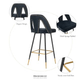 2X VELVET BAR STOOL GOLD METAL LEGS BARSTOOL KITCHEN