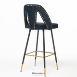 2X VELVET BAR STOOL GOLD METAL LEGS BARSTOOL KITCHEN