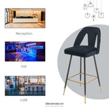 2X VELVET BAR STOOL GOLD METAL LEGS BARSTOOL KITCHEN