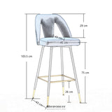 2X VELVET BAR STOOL GOLD METAL LEGS BARSTOOL KITCHEN