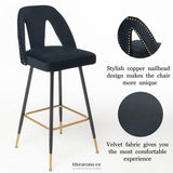 2X VELVET BAR STOOL GOLD METAL LEGS BARSTOOL KITCHEN