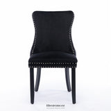 2X VELVET UPHOLSTERED DINING CHAIRS TUFTED WINGBACK SIDE