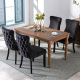 2X VELVET UPHOLSTERED DINING CHAIRS TUFTED WINGBACK SIDE