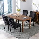 2X VELVET UPHOLSTERED DINING CHAIRS TUFTED WINGBACK SIDE