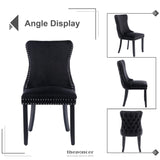 2X VELVET UPHOLSTERED DINING CHAIRS TUFTED WINGBACK SIDE