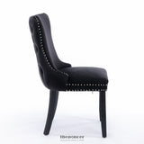 2X VELVET UPHOLSTERED DINING CHAIRS TUFTED WINGBACK SIDE