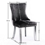 2X VELVET UPHOLSTERED DINING CHAIRS TUFTED WINGBACK SIDE