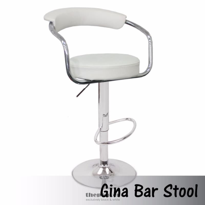 2X WHITE BAR STOOLS FAUX LEATHER HIGH BACK ADJUSTABLE CROME