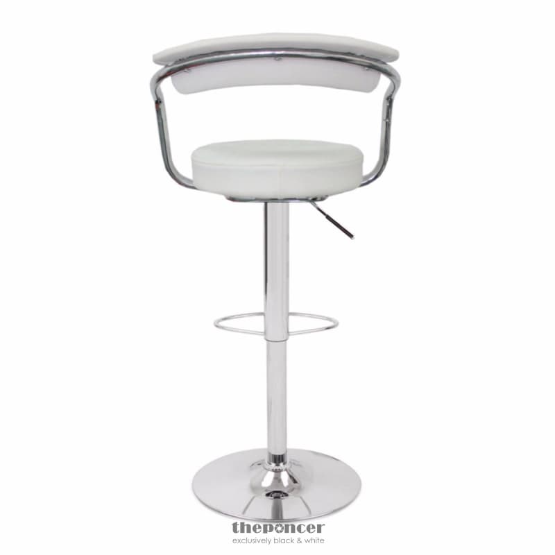 2X WHITE BAR STOOLS FAUX LEATHER HIGH BACK ADJUSTABLE CROME