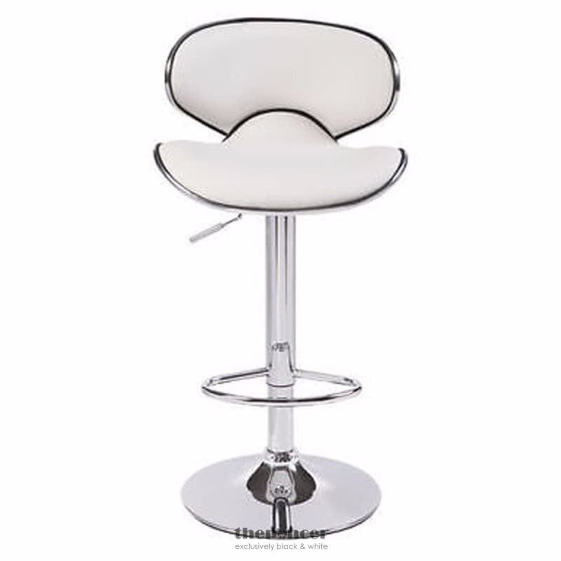 2X WHITEBAR STOOLS FAUX LEATHER MID HIGH BACK ADJUSTABLE