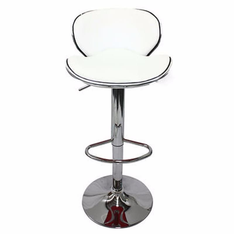 2X WHITEBAR STOOLS FAUX LEATHER MID HIGH BACK ADJUSTABLE