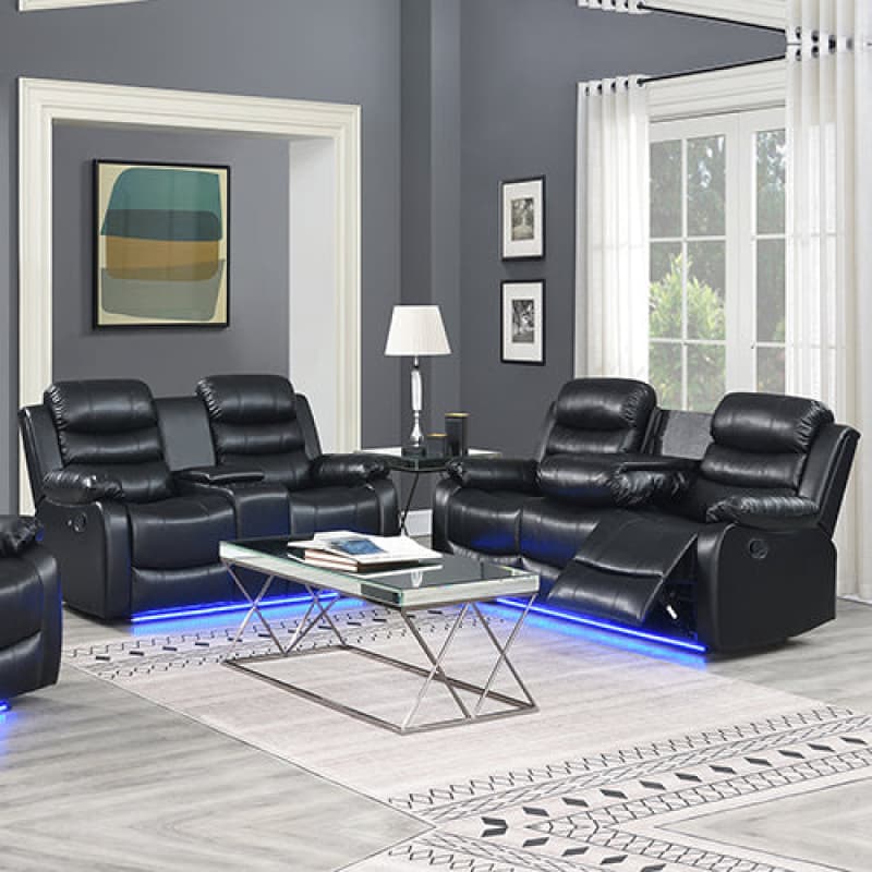 3-2 SEATER SEATER FINEST BLACK LEATHERETTE RECLINER FEATURE