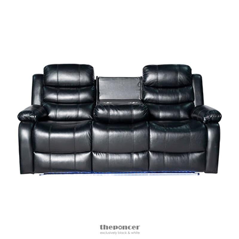 3-2 SEATER SEATER FINEST BLACK LEATHERETTE RECLINER FEATURE