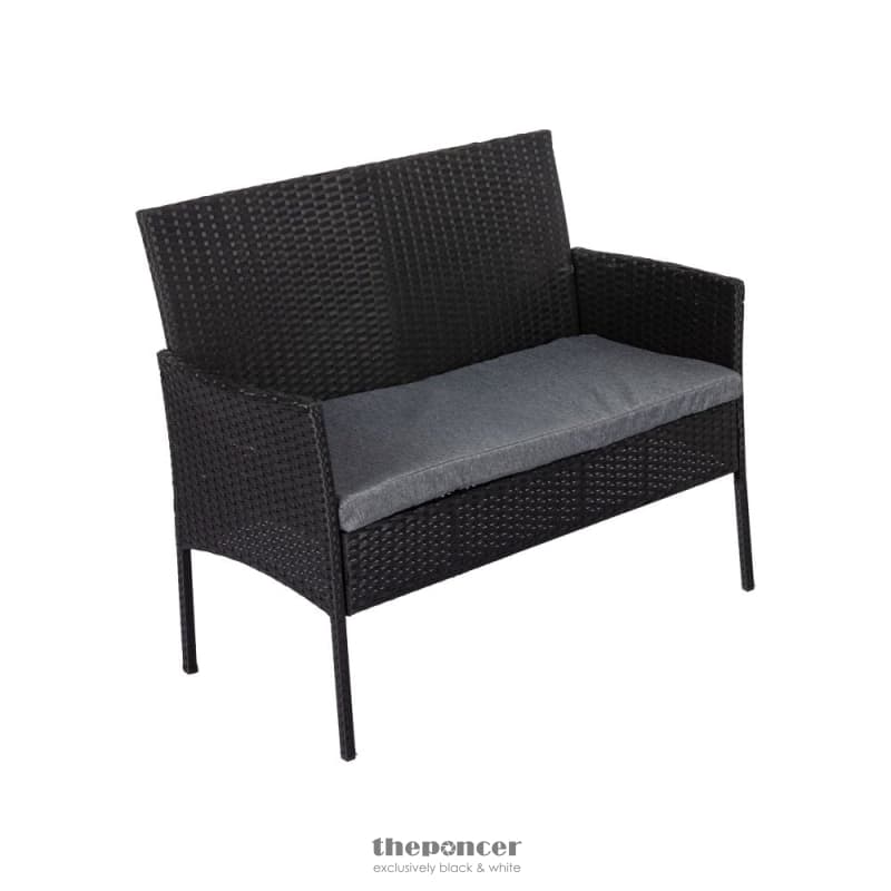 4 SEATER WICKER OUTDOOR LOUNGE SET - BLACK