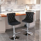 4X HEIGHT ADJUSTABLE SWIVEL BAR STOOL VELVET STUDS BARSTOOL