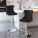 4X HEIGHT ADJUSTABLE SWIVEL BAR STOOL VELVET STUDS BARSTOOL