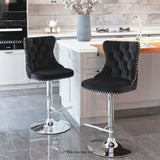 4X HEIGHT ADJUSTABLE SWIVEL BAR STOOL VELVET STUDS BARSTOOL