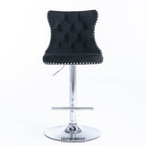 4X HEIGHT ADJUSTABLE SWIVEL BAR STOOL VELVET STUDS BARSTOOL