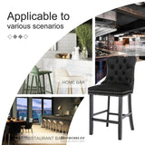 4X VELVET BAR STOOLS WITH STUDS TRIM WOODEN LEGS TUFTED