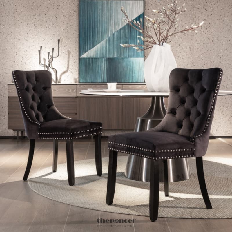 4X VELVET DINING CHAIRS UPHOLSTERED TUFTED KITHCEN CHAIR