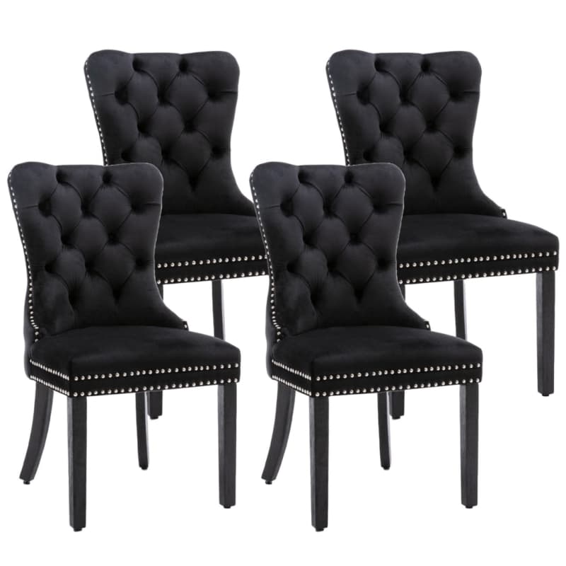 4X VELVET DINING CHAIRS UPHOLSTERED TUFTED KITHCEN CHAIR