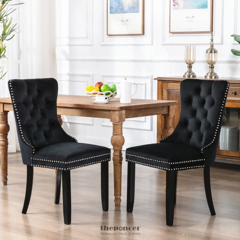 4X VELVET DINING CHAIRS UPHOLSTERED TUFTED KITHCEN CHAIR