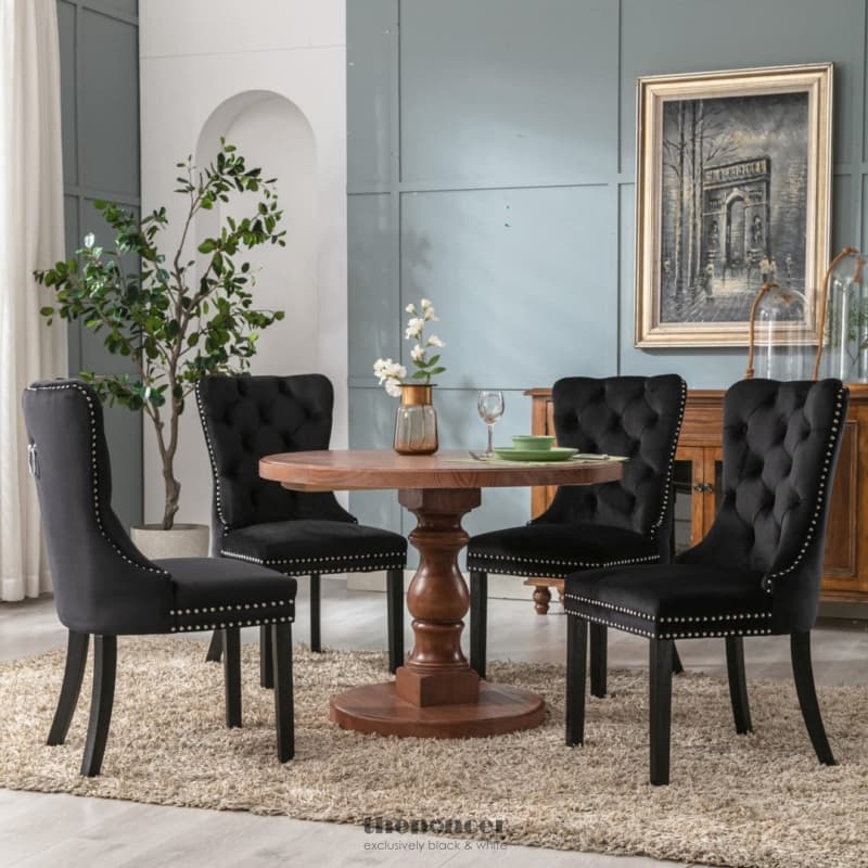 4X VELVET DINING CHAIRS UPHOLSTERED TUFTED KITHCEN CHAIR