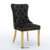 4X VELVET DINING CHAIRS WITH GOLDEN METAL LEGS-BLACK