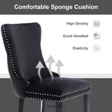 4X VELVET UPHOLSTERED DINING CHAIRS TUFTED WINGBACK SIDE