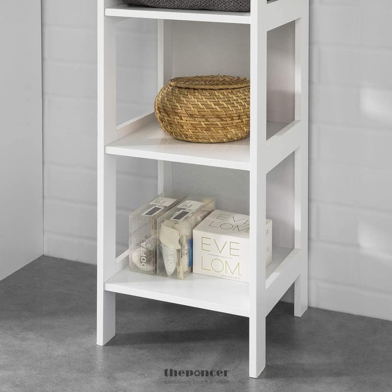 5 TIER BATHROOM SHELF CABINET WHITE