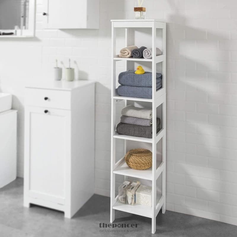 5 TIER BATHROOM SHELF CABINET WHITE