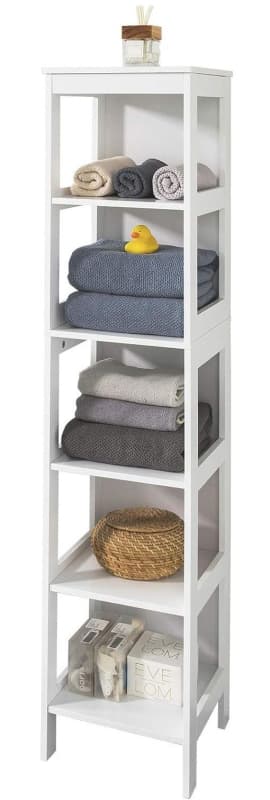 5 TIER BATHROOM SHELF CABINET WHITE