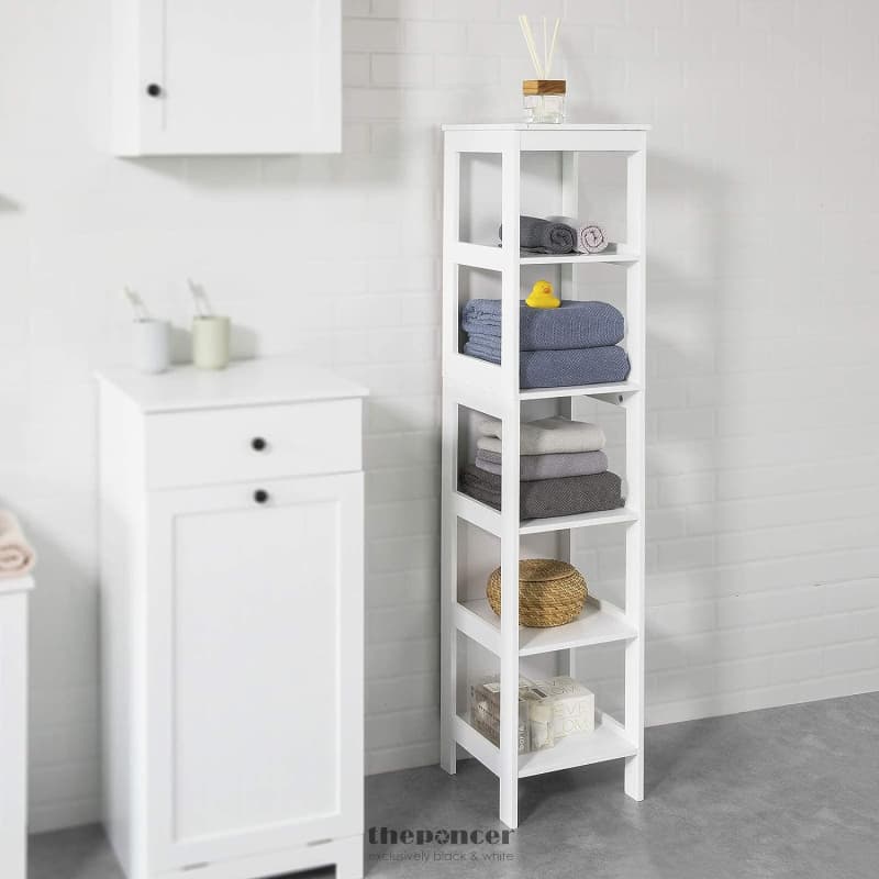 5 TIER BATHROOM SHELF CABINET WHITE