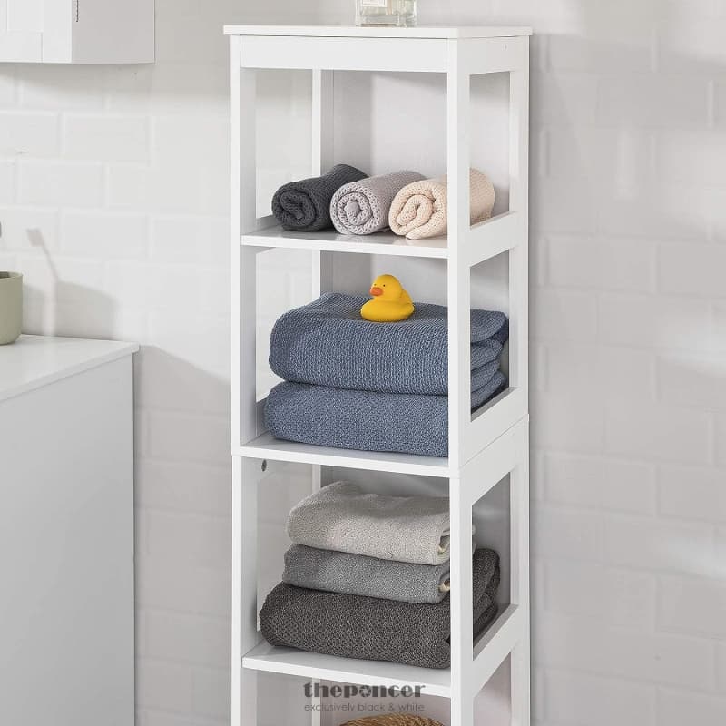 5 TIER BATHROOM SHELF CABINET WHITE