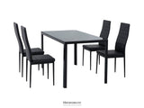 5PC INDOOR DINING TABLE AND CHAIRS DINNER SET GLASS LEATHER