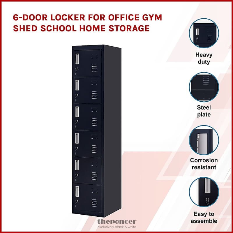 6-DOOR LOCKER FOR OFFICE GYM SHED SCHOOL HOME STORAGE