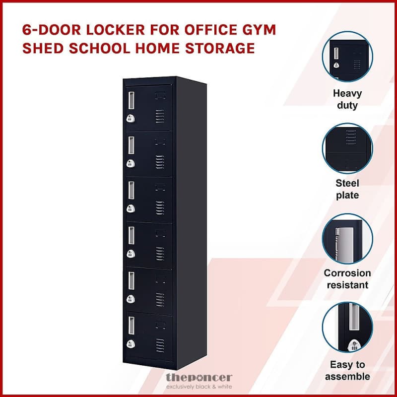 6-DOOR LOCKER FOR OFFICE GYM SHED SCHOOL HOME STORAGE