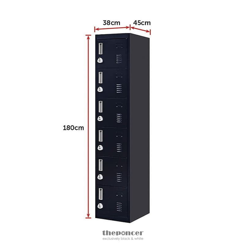 6-DOOR LOCKER FOR OFFICE GYM SHED SCHOOL HOME STORAGE