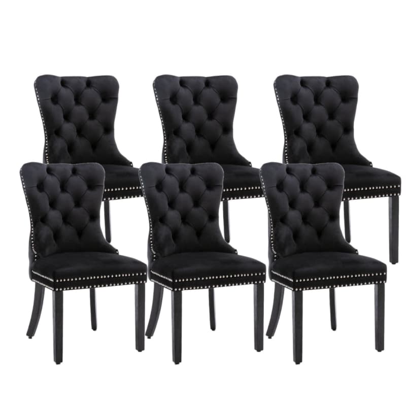 6X VELVET DINING CHAIRS UPHOLSTERED TUFTED KITHCEN CHAIR